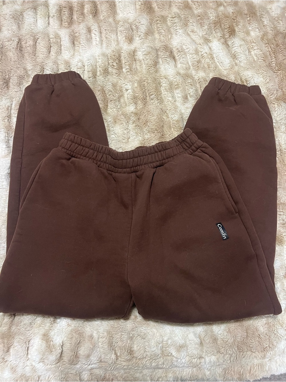 Comfrt Brown Fleece Sweatpants - M - Picture 1 of 3